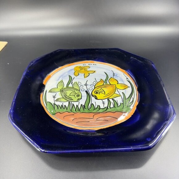 Mexico Folk Art Talavera Pottery Single Dish Plate Hand Painted Fish Hand Made - Picture 10 of 16